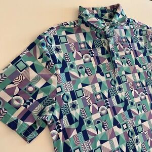 TailorByrd Mens Geometric All Over Print Performance Golf Polo Shirt Size M